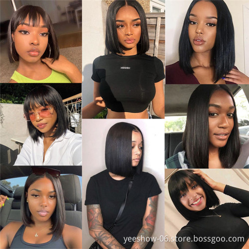 100% Cuticle Aligned Virgin Hair lace Front Bob Wig, Unprocessed Brazilian Human Hair Short Bob Wigs